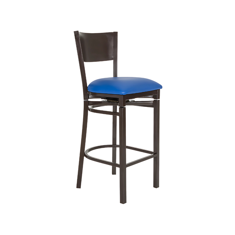 Silla para restaurante Estructura de tubo cuadrado en patas y respaldo de 1¼" cal. 18 tubo cuadrado en asiento descansa pies y refuerzo de 3/4" cal. 18 Aura Muebles modelo AR-185G