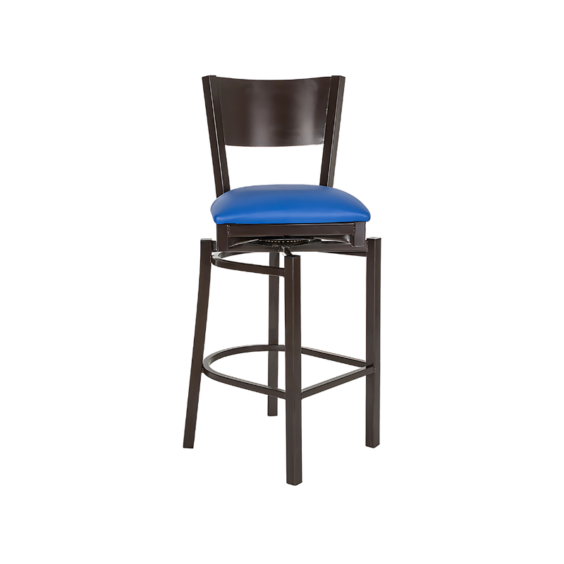 Silla para restaurante Estructura de tubo cuadrado en patas y respaldo de 1¼" cal. 18 tubo cuadrado en asiento descansa pies y refuerzo de 3/4" cal. 18 Aura Muebles modelo AR-185G