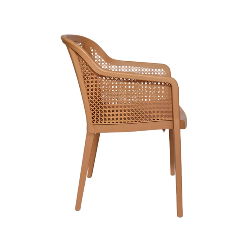 Silla para restaurante GRACE Terminado en imitación bejuco de una sola pieza en polipropileno de alta resistencia y duración para la intemperie, resistente a los rayos ultravioleta (UV) Aura Muebles modelo OHV-7028