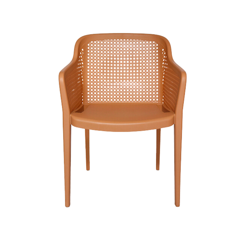 Silla para restaurante GRACE Terminado en imitación bejuco de una sola pieza en polipropileno de alta resistencia y duración para la intemperie, resistente a los rayos ultravioleta (UV) Aura Muebles modelo OHV-7028