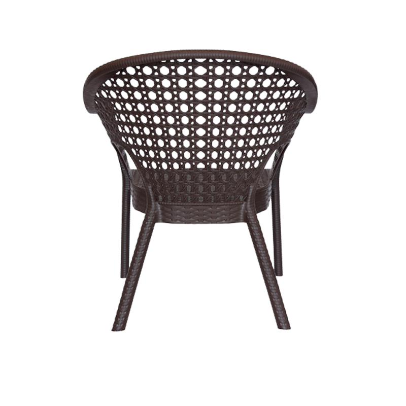 Silla para restaurante IRIS LOUNGE Respaldo, asiento y patas terminado en imitación mimbre de una sola pieza en polipropileno de alta resistencia y duración para intemperie, resistente a los rayos ultravioleta (UV) Aura Muebles modelo OHV-7029CC
