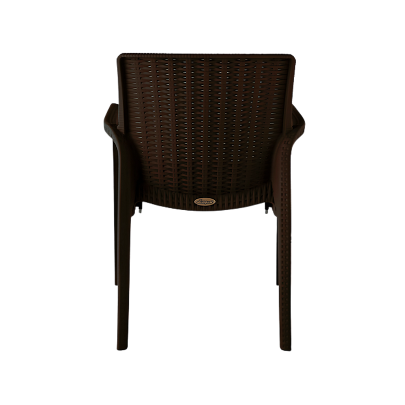 Silla para restaurante KOPPLA Respaldo asiento y patas terminado en imitación mimbre de una sola pieza en polipropileno de alta resistencia y duración para intemperie resistente a los rayos ultravioleta (UV) Aura Muebles OHV-93