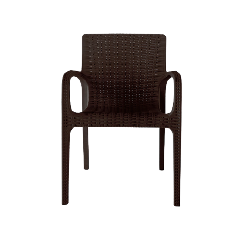 Silla para restaurante KOPPLA Respaldo asiento y patas terminado en imitación mimbre de una sola pieza en polipropileno de alta resistencia y duración para intemperie resistente a los rayos ultravioleta (UV) Aura Muebles OHV-93