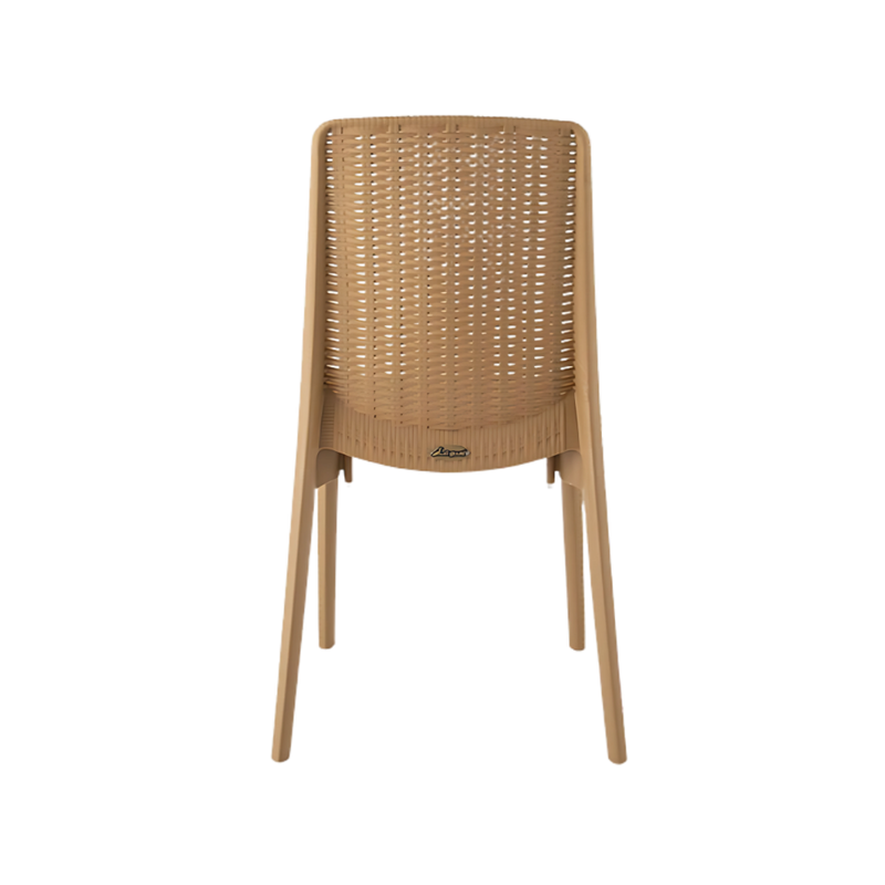 Silla para restaurante RUE Terminado en imitación de mimbre de una sola pieza en polipropileno de alta resistencia y duración para la intemperie, resistente a los rayos ultravioleta (UV) Aura Muebles modelo OHV-92