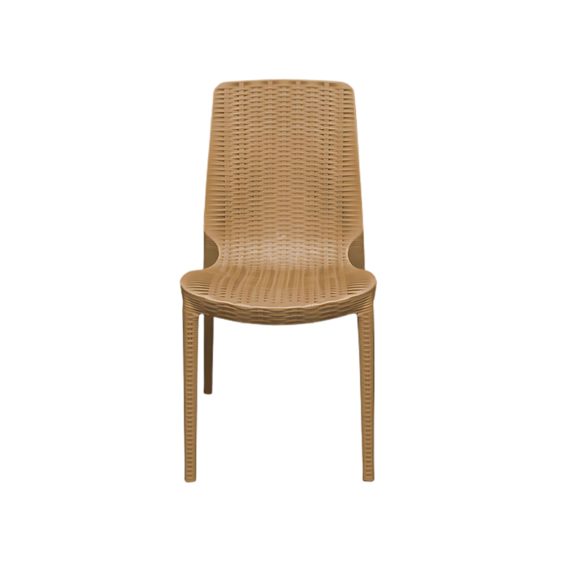 Silla para restaurante RUE Terminado en imitación de mimbre de una sola pieza en polipropileno de alta resistencia y duración para la intemperie, resistente a los rayos ultravioleta (UV) Aura Muebles modelo OHV-92