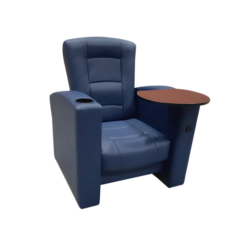 Sillón confortable porta vaso y usb opcional Paleta giratoria de triplay con fórmica pvc y soporte metálico reforzado para paleta Aura Muebles modelo MOVIE