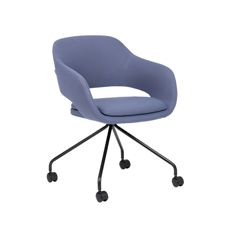 Descubre el sillón de visita VIBE RODAJAS de Aura Muebles, diseñado para brindar comodidad y estilo en oficinas y espacios corporativos. Con su base con rodajas, disfruta de movilidad y estabilidad.