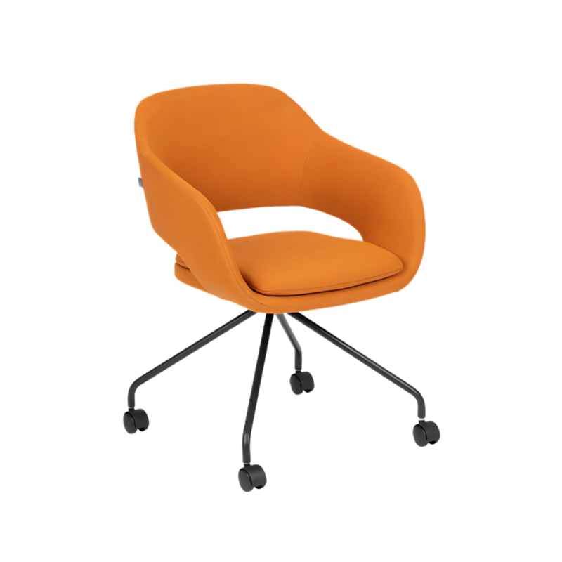 Descubre el sillón de visita VIBE RODAJAS de Aura Muebles, diseñado para brindar comodidad y estilo en oficinas y espacios corporativos. Con su base con rodajas, disfruta de movilidad y estabilidad.