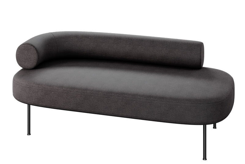 Sillón de visita Wave de 2 plazas en color cafe oscuro, con diseño curvo moderno y respaldo cilíndrico