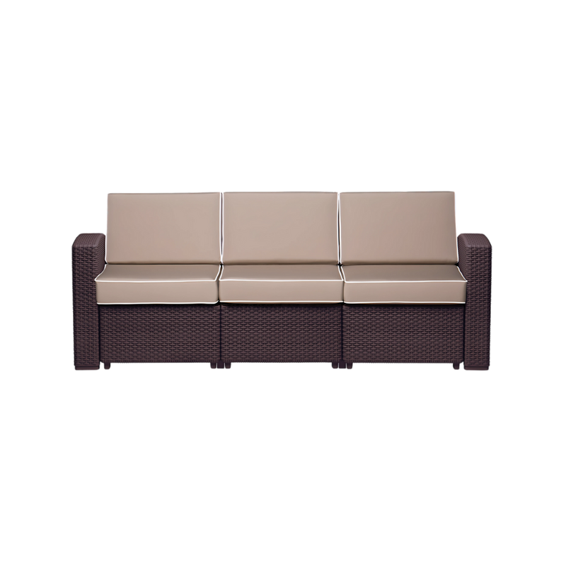 Sillón para restaurante MAGNOLIA Mueble en polipropileno de alta resistencia y duración para intemperie e interior resistente a los rayos ultravioleta (UV) y al ambiente salino con terminado en imitación rattán Aura Muebles modelo OHM-7023-SF