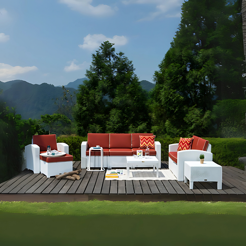 Sillón confortable Mueble en polipropileno de alta resistencia y duración para intemperie e interior resistente a los rayos ultravioleta (UV) y al ambiente salino con terminado en imitación rattán Aura Muebles modelo OHM-7023-CC