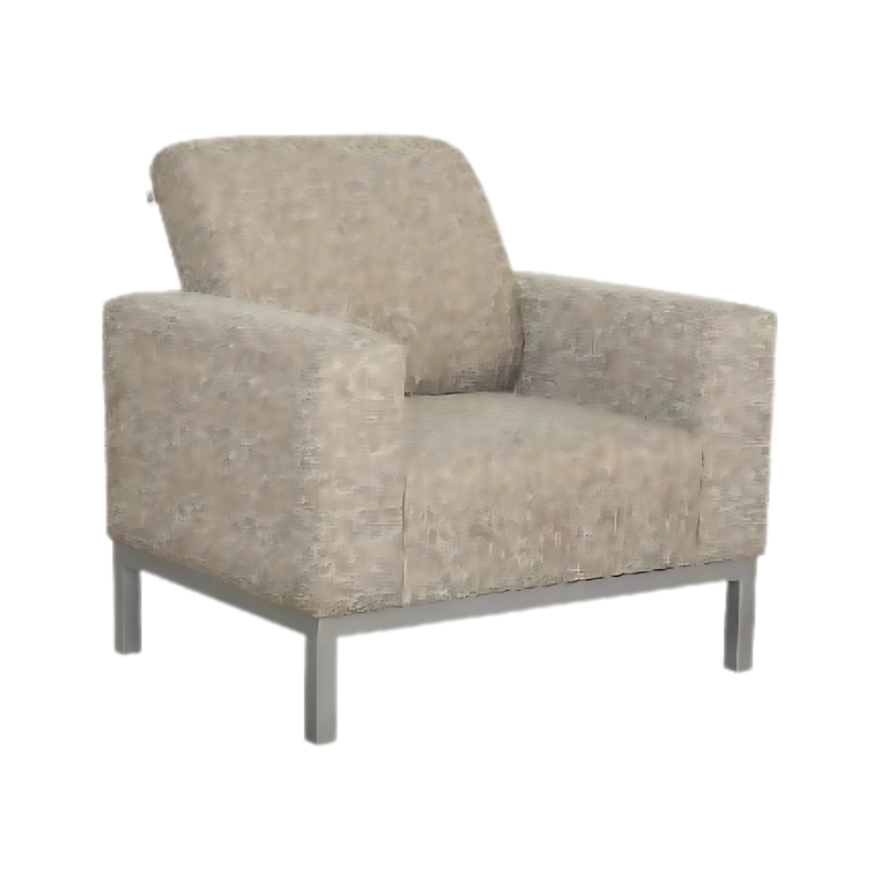 Sofá confortable Estructura de madera de pino solida de 21 mm. rafia entretejida al bastidor para mayor firmeza estructura ligada con bandastic #5 entrelazado base de tubular cuadrada de 1½” pintada en color aluminio parte baja terminada en costal o manta Respaldo y asiento Tapizados en variedad de colores Aura Muebles modelo AMSTERDAM-1P
