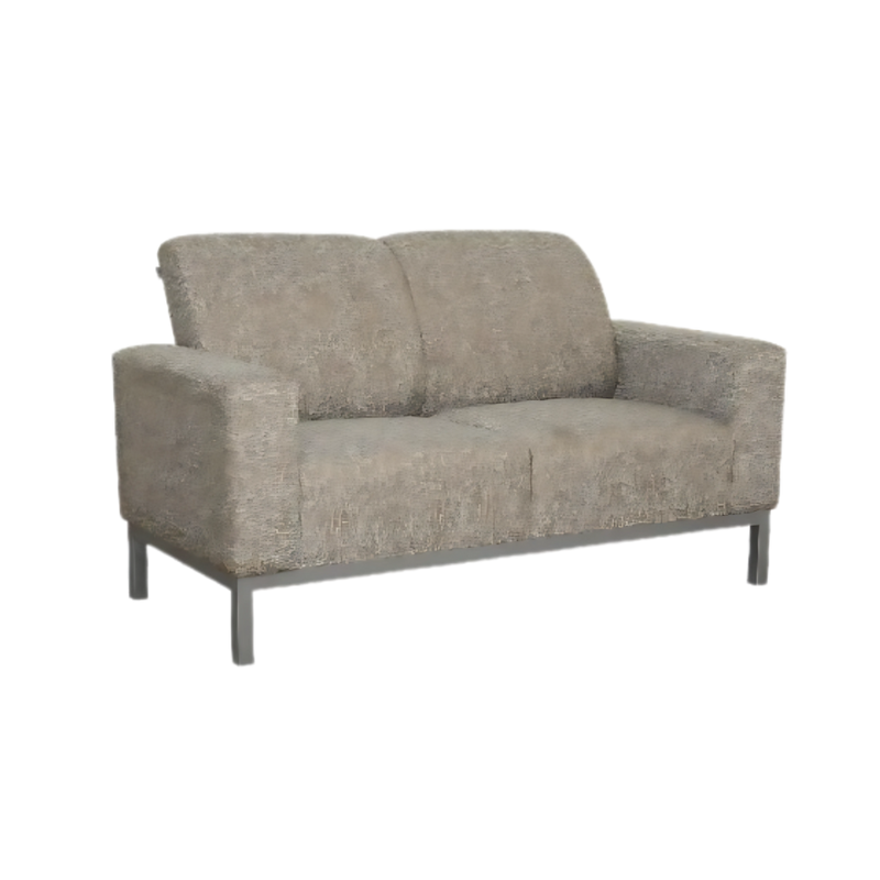 Sofá confortable Madera de pino solida de 21 mm. de primera calidad rafia entretejida al bastidor para mayor firmeza estructura ligada con bandastic #5 entrelazado base de tubular cuadrada de 1½” pintada en color aluminio Aura Muebles modelo AMSTERDAM-2P