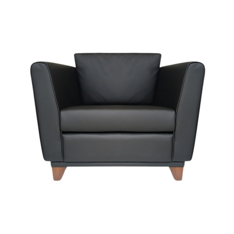 Sofá confortable Armazón de madera de pino sólido de 1″ de espesor patas de madera solida barnizadas en nogal acojinamiento en poliuretano flexible con aislante térmico Aura Muebles modelo ATENAS