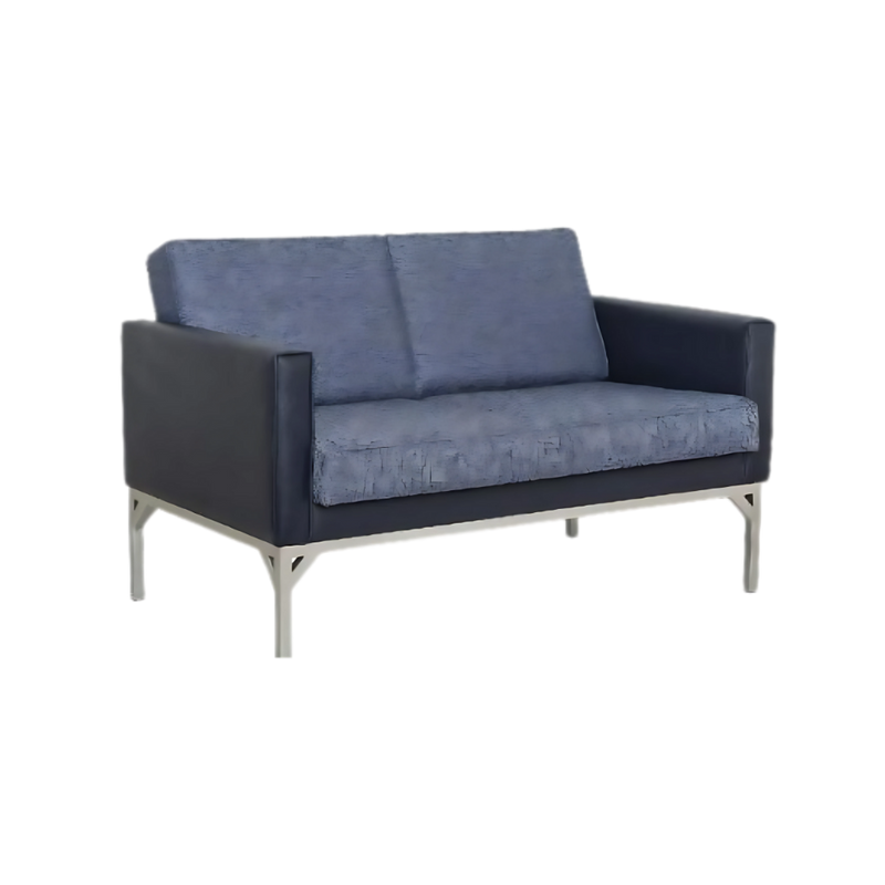 Sofá confortable Estructura de madera de pino solida de 21 mm. de primera calidad estructura ligada con bandastic #5 entrelazado rafia entretejida al resorte y bastidor para mayor firmeza base tubular cuadrada de 1" pintada en color aluminio parte baja terminada en bonfort Aura Muebles modelo DRESDEN-2P