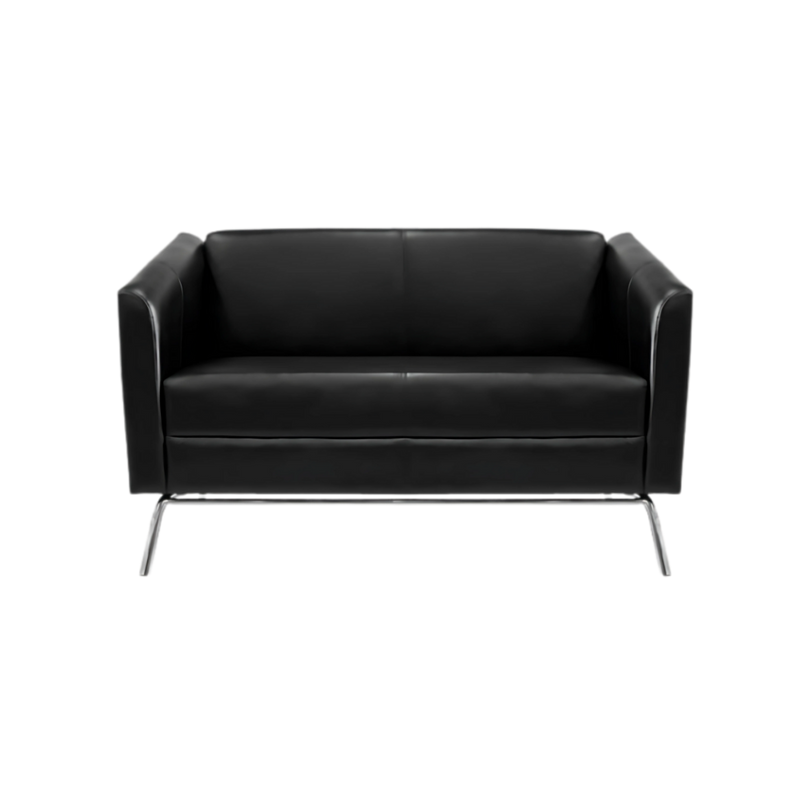 Sofá confortable Armazón de madera de pino sólido de 1″ de espesor patas cromadas o pintura negra acojinamiento en poliuretano flexible con aislante térmico Aura Muebles modelo DUBAI