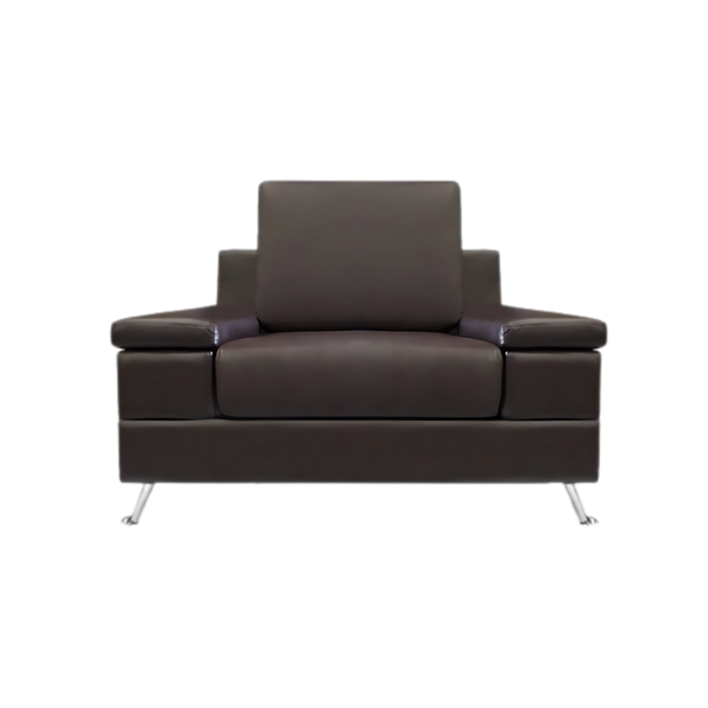 Sofá confortable Armazón de madera de pino sólido de 1″ de espesor patas metálicas cromadas acojinamiento en poliuretano flexible con aislante térmico Aura Muebles modelo ESTAMBUL