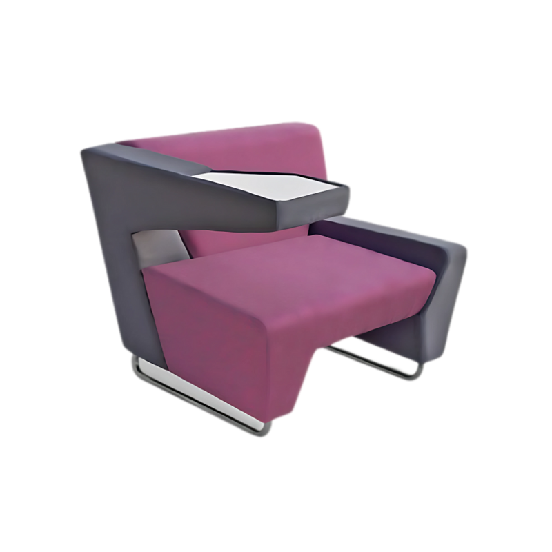 Sofá confortable Diseño con modernas líneas inclinadas patas metálicas cromadas o pintadas en negro o gris paleta de triplay con fórmica Aura Muebles modelo LONDRES escolar