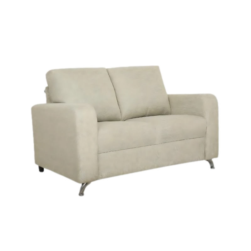 Sofá confortable Madera de pino solida de 21 mm. de primera calidad resorte zigzag enganchado al bastidor con grapas de seguridad para mayor soporte y durabilidad rafia entretejida al resorte y bastidor para mayor firmeza patas cromada al frente y pata de polipropileno en la parte de atrás Aura Muebles modelo LUTECIA-2P