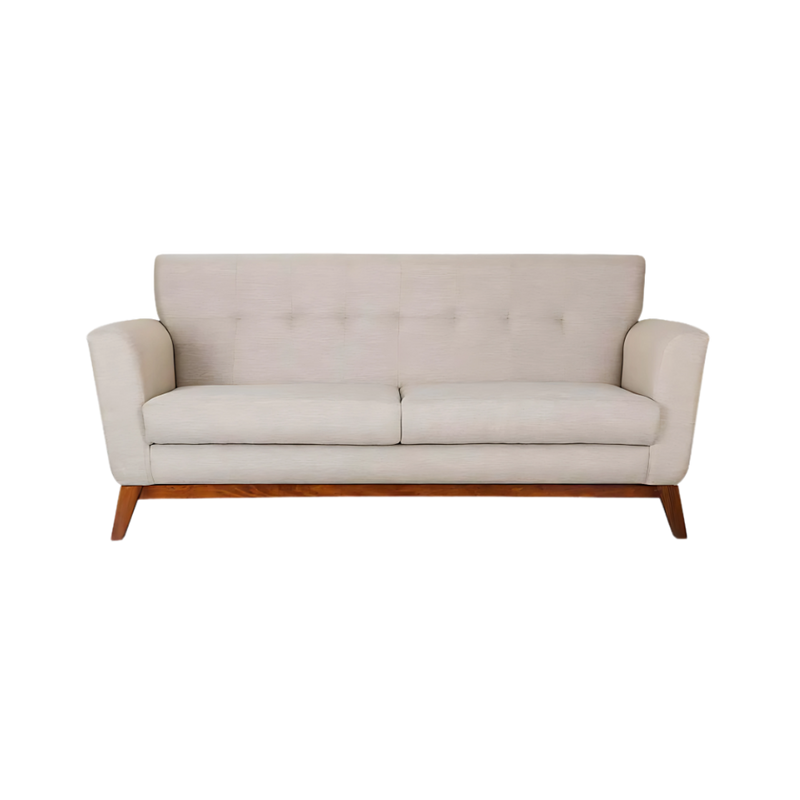 Sofá confortable Madera de pino solida de 21 mm. de primera calidad rafia entretejida al bastidor para mayor firmeza estructura ligada con bandastic #5 entrelazado patas de madera de pino Aura Muebles modelo LYON