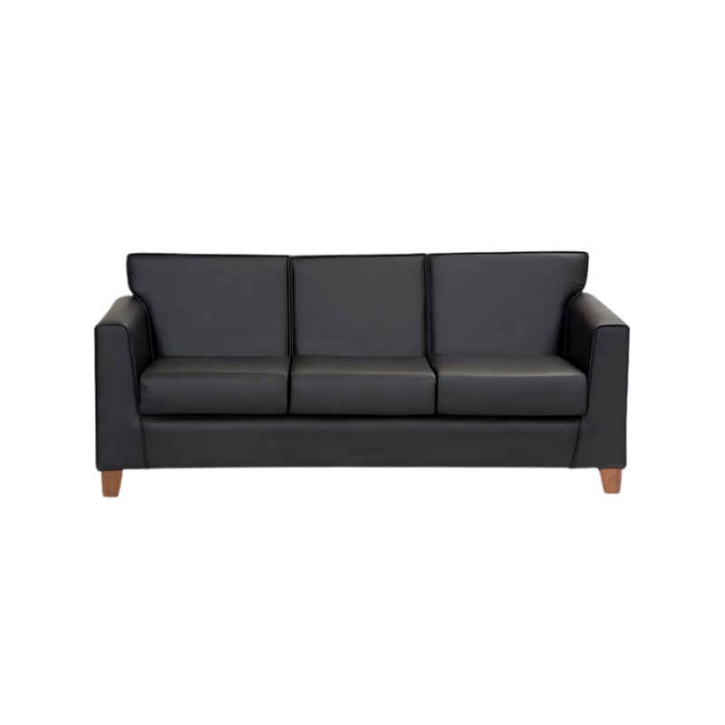 Sofá confortable Madera de pino solida de 21 mm. de primera calidad rafia entretejida al bastidor para mayor firmeza estructura ligada con bandastic #5 entrelazado patas de madera de pino tapiz con varios colores Aura Muebles modelo MONACO-3P