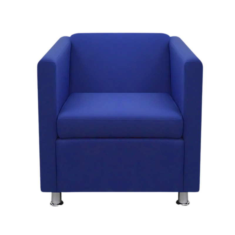 Sofá confortable Armazón de madera de pino sólido de 1″ de espesor patas metálicas cromadas acojinamiento en poliuretano flexible con aislante térmico Aura Muebles modelo SQUARE