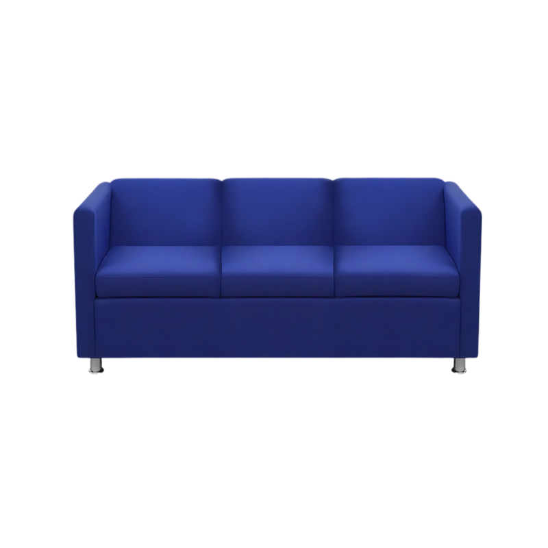 Sofá confortable Armazón de madera de pino sólido de 1″ de espesor patas metálicas cromadas acojinamiento en poliuretano flexible con aislante térmico Aura Muebles modelo SQUARE