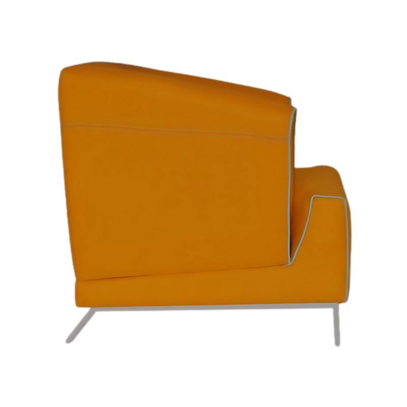 Sofá confortable Armazón de madera de pino sólido de 1″ de espesor patas de metal sólido pintura gris o negra acojinamiento en poliuretano flexible con aislante térmico Aura Muebles modelo TARENTO
