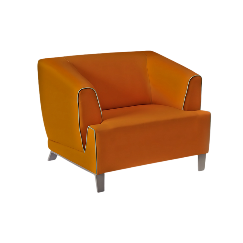 Sofá confortable Armazón de madera de pino sólido de 1″ de espesor patas de metal sólido pintura gris o negra acojinamiento en poliuretano flexible con aislante térmico Aura Muebles modelo TARENTO