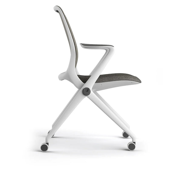 Silla de visita modelo ARA OHV-17 Blanco lateral Aura Muebles