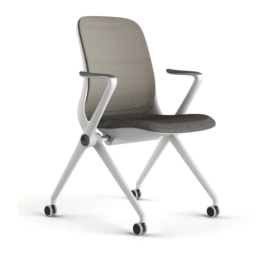 Silla de visita modelo ARA OHV-17 Blanco lateral Aura Muebles