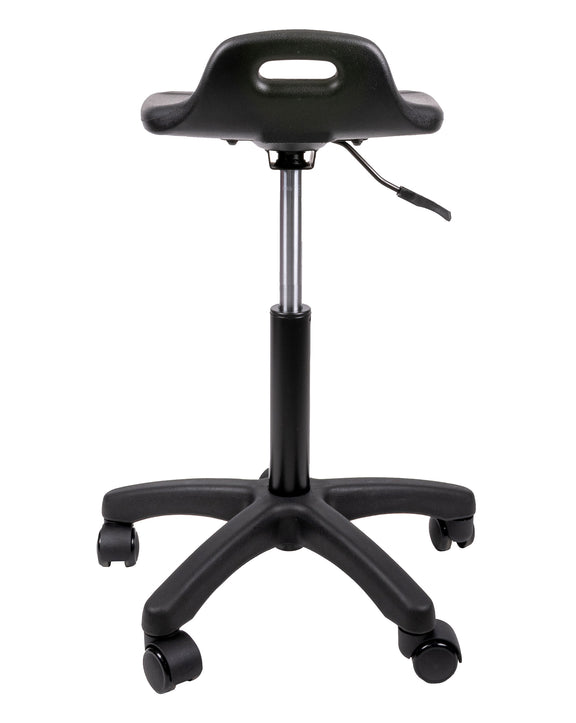 Banco alto industrial modelo HEAVY DUTY OHI-49 con aro cromado atrás Aura muebles
