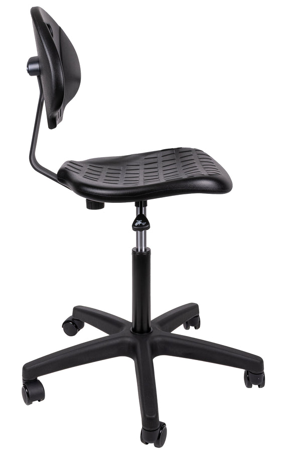 Banco alto industrial HEAVY DUTY LINE Respaldo y asiento poliuretano compacto suave de uso industrial con interior en madera de aglomerado, asiento con curvatura antropométrica. Aura Muebles modelo OHI-48