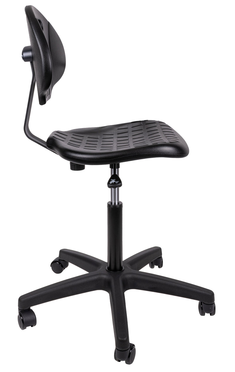Banco alto industrial HEAVY DUTY LINE Respaldo y asiento poliuretano compacto suave de uso industrial con interior en madera de aglomerado, asiento con curvatura antropométrica. Aura Muebles modelo OHI-48