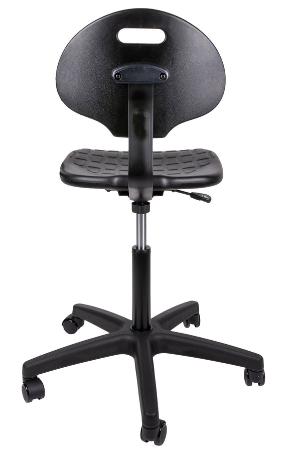 Banco alto industrial HEAVY DUTY LINE Respaldo y asiento poliuretano compacto suave de uso industrial con interior en madera de aglomerado, asiento con curvatura antropométrica. Aura Muebles modelo OHI-48