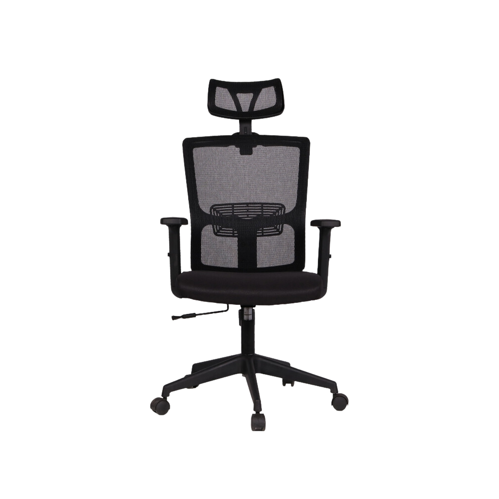 Silla ejecutiva color negro con brazos y cabecera ARGOS alto Aura Muebles modelo IAA-190