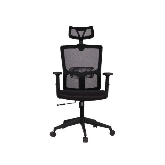 Silla ejecutiva color negro con brazos y cabecera ARGOS alto Aura Muebles modelo IAA-190