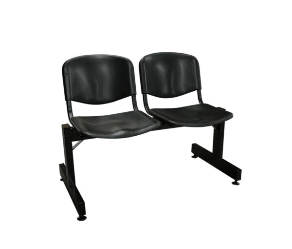 Banca de espera 2 plazas modelo A-145-2P en color negro, estructura metálica resistente.