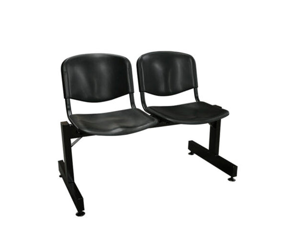 Banca de espera 2 plazas modelo A-145-2P en color negro, estructura metálica resistente.