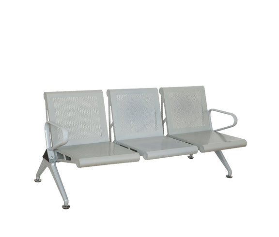 Banca de espera AE-19-3P en ángulo de tres cuartos mostrando estructura sólida.