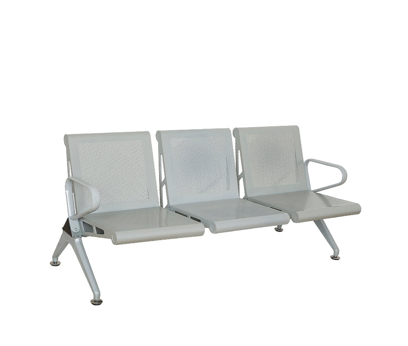 Banca de espera AE-19-3P en ángulo de tres cuartos mostrando estructura sólida.