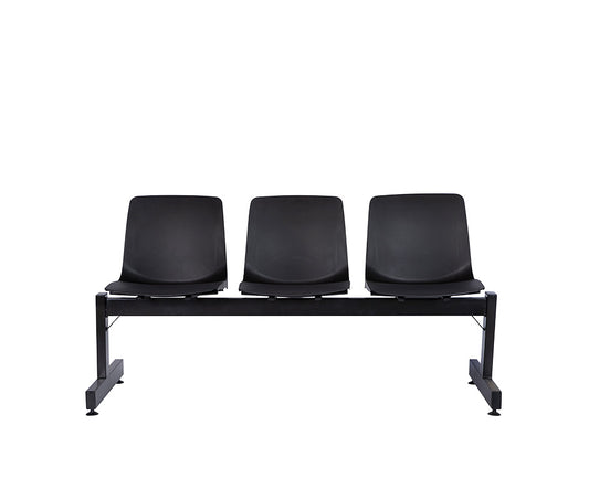 Banca de espera de 3 plazas color negro vista de frente, modelo PL-30-3P