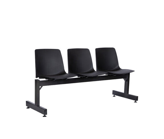 Banca de espera modelo PL-30-3P negra de 3 plazas con estructura metálica