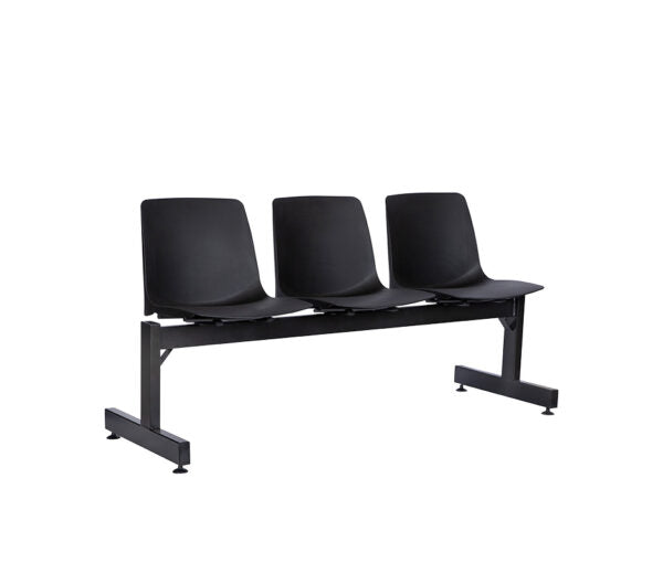 Banca de espera modelo PL-30-3P negra de 3 plazas con estructura metálica