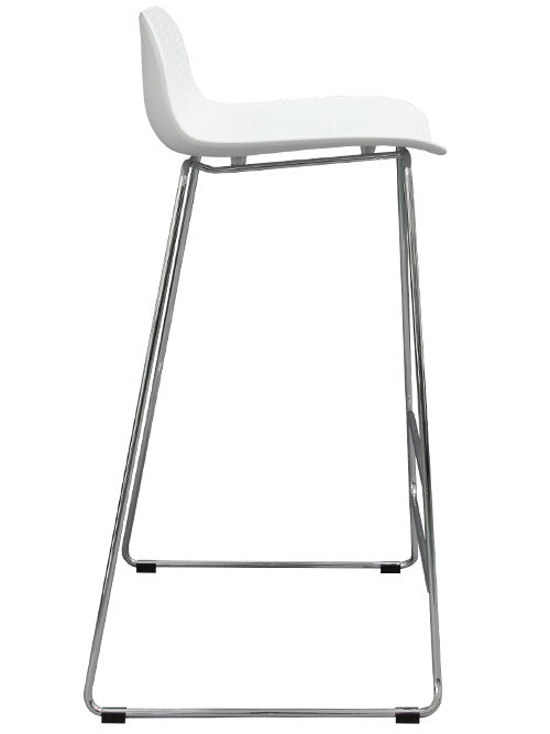 Banco alto Steel color blanco vista lateral
