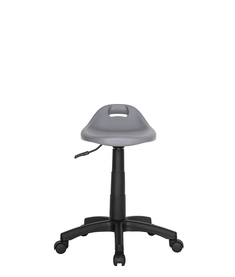 Banco alto STUDIO en vista frontal con asiento gris