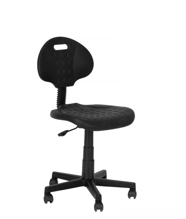 Banco de laboratorio con ruedas modelo AI-02 color negro, diseño ergonómico con ajuste de altura
