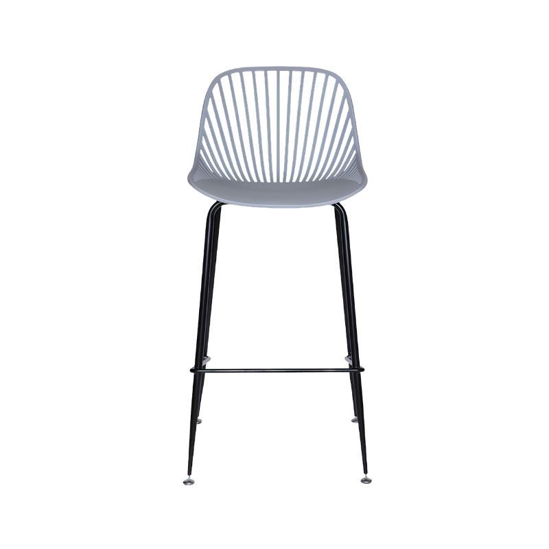 Banco medio color gris PL-70MD GR, ideal para interiores y exteriores. Diseño moderno, estructura metálica y asiento ergonómico con protección UV.