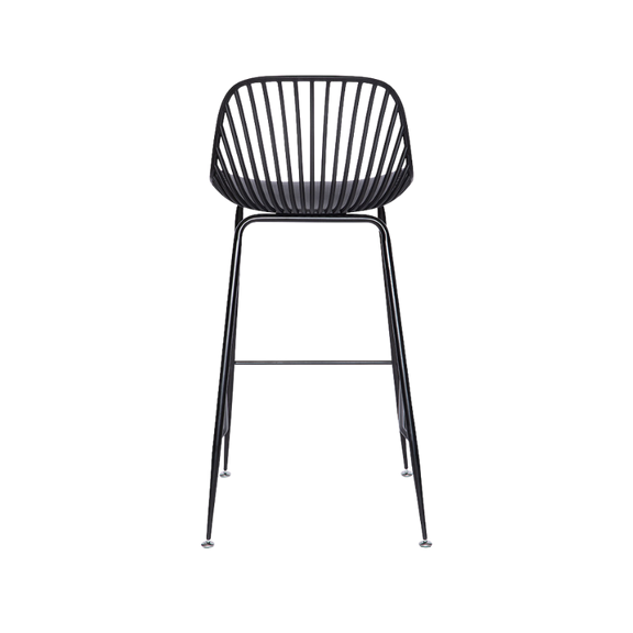 Banco medio color negro PL-70MD: diseño moderno, estructura metálica y asiento con protección UV. Ideal para barras y espacios comerciales.