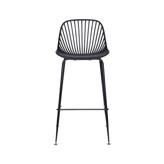 Banco medio color negro PL-70MD: diseño moderno, estructura metálica y asiento con protección UV. Ideal para barras y espacios comerciales.